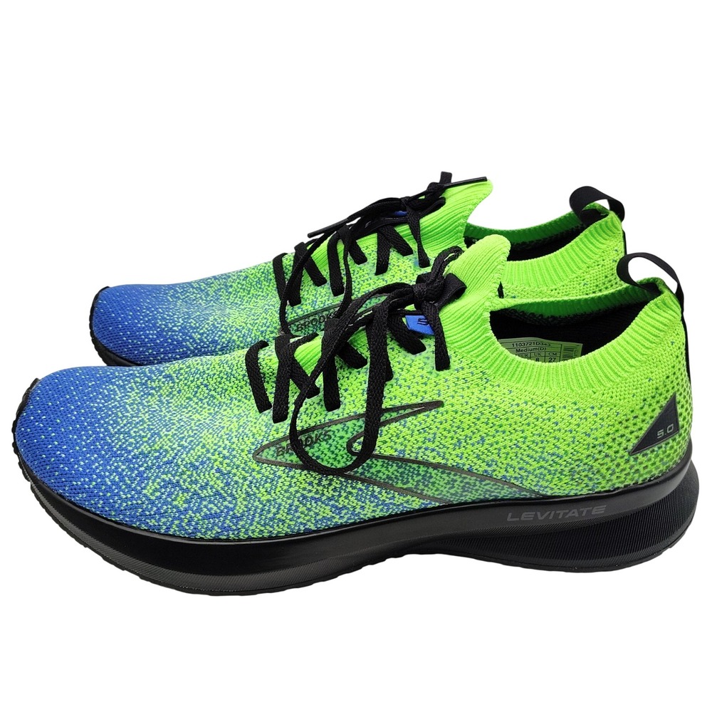 Brooks Levitate Stealthfit 5 Shoes Mens Size 9 Energize Blue Neon Green Running
